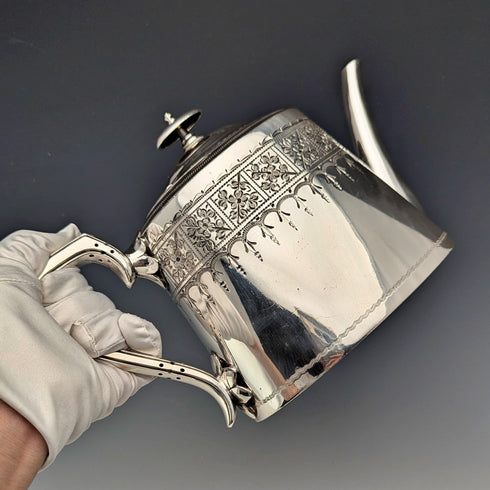 約 1900 年英國古董鍍銀茶壺 Walker & Hall